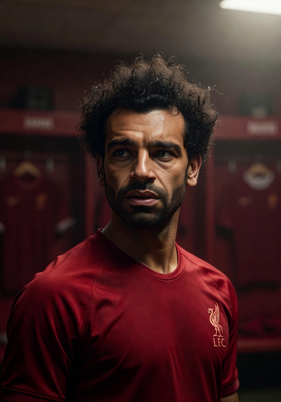Mohamed Salah portrait - Liverpool forward and key tactical player